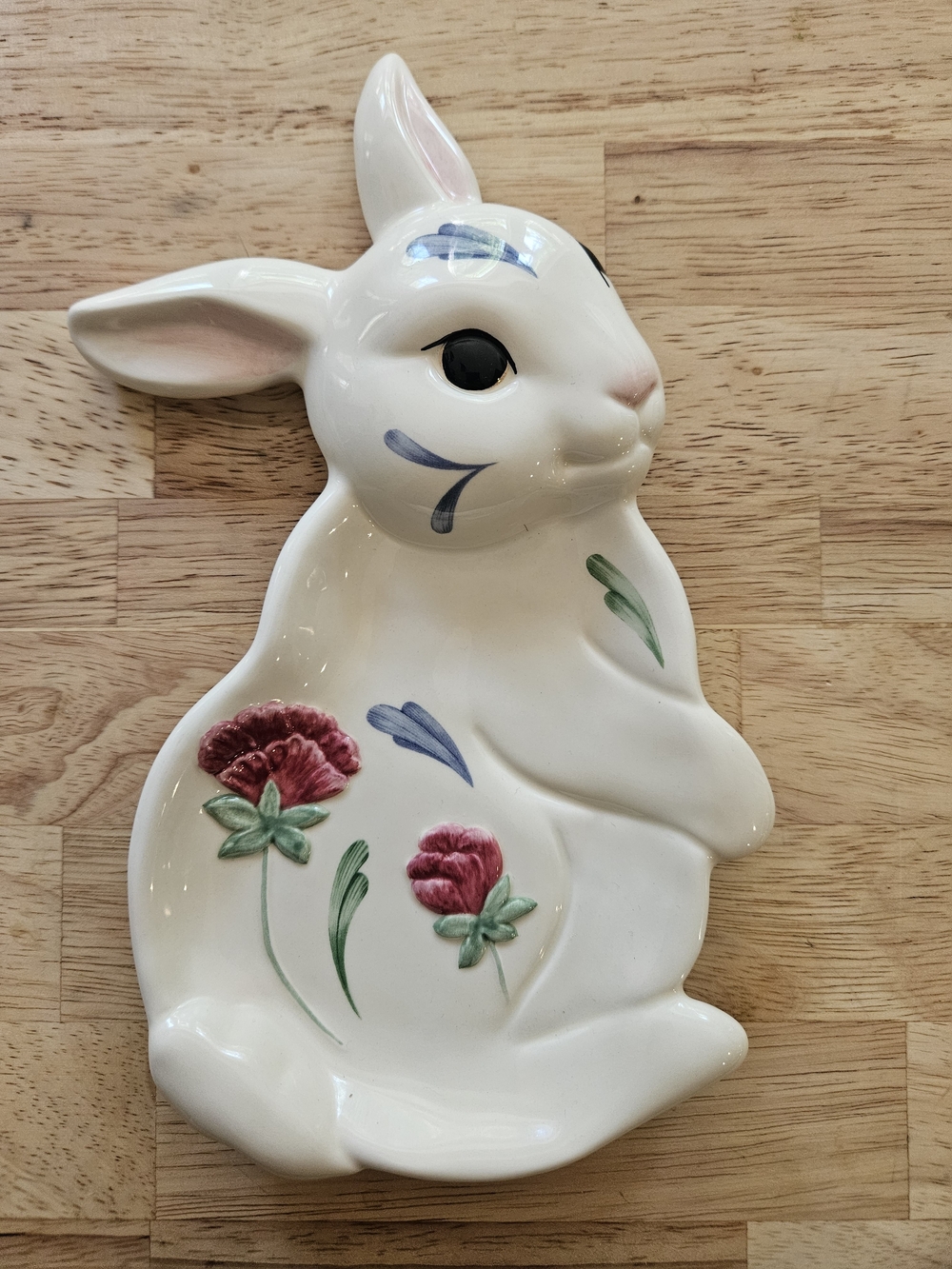 Vintage Lenox Poppies On Blue White Ceramic Bunny Spoon Rest